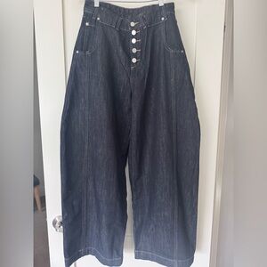 Black button up Barrel Baggy Jeans